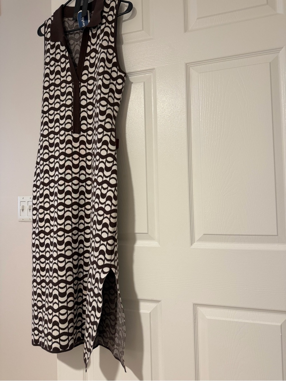 House of Harlow 1960 Brown and White Geometric Midi Dress